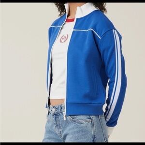 Cotton On Royal Blue Bomber Jacket with White Stripes